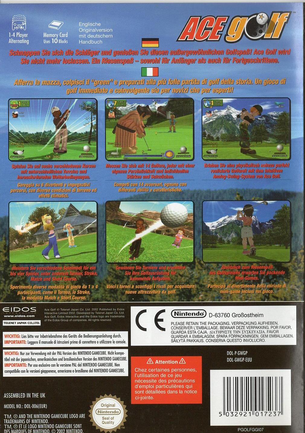 Ace Golf - Nintendo GameCube Rückseite