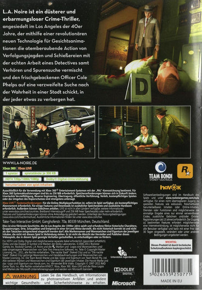 L.A. Noire - Xbox 360 Rückseite