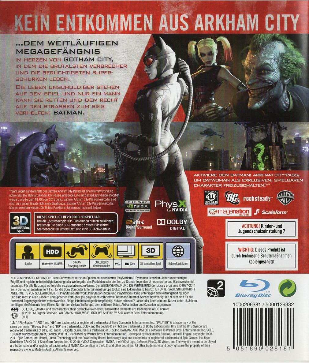 Batman: Arkham City - PlayStation 3 Rückseite