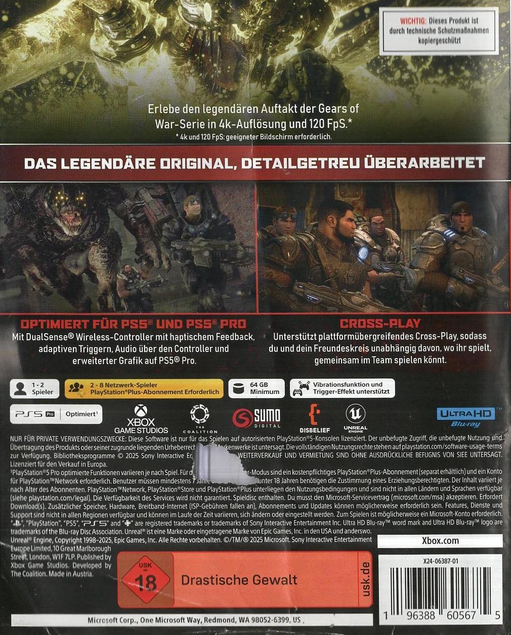Gears of War Reloaded - PlayStation 5 Rückseite