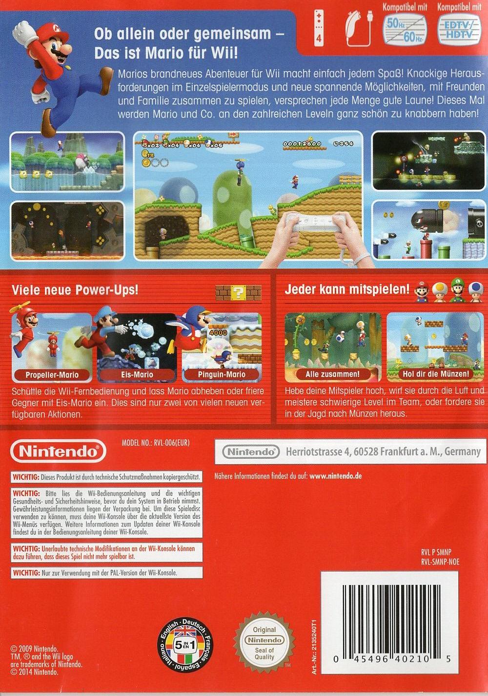New Super Mario Bros. Wii - Nintendo Wii Rückseite