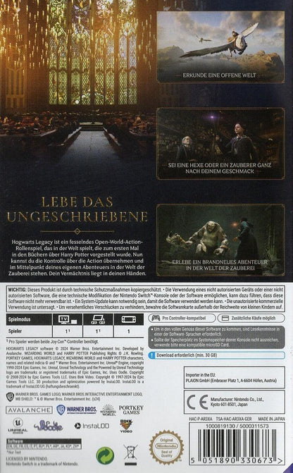 Hogwarts Legacy - Nintendo Switch Rückseite
