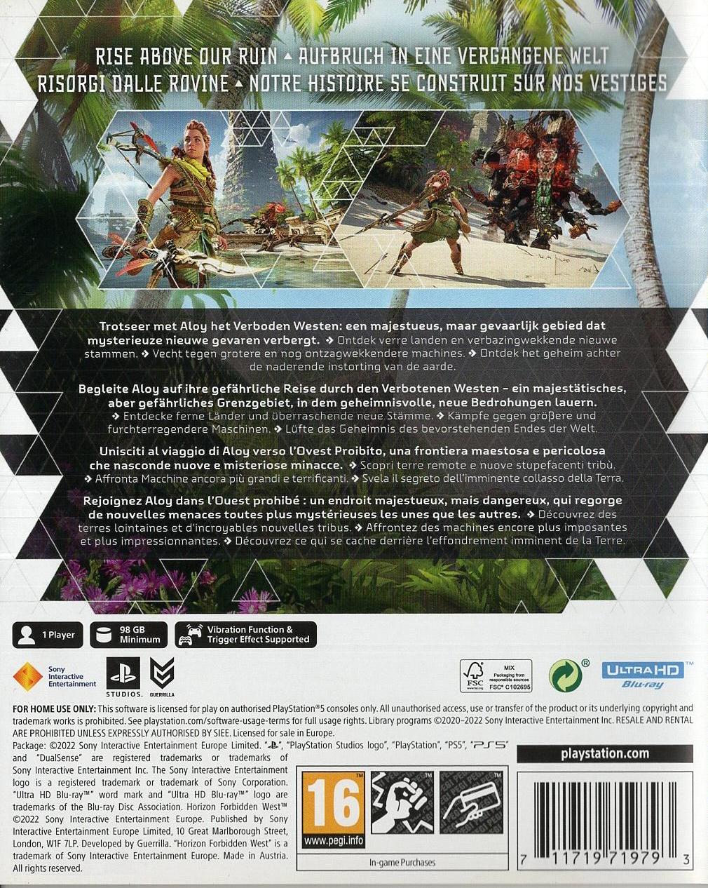 Horizon Forbidden West - PlayStation 5 Rückseite