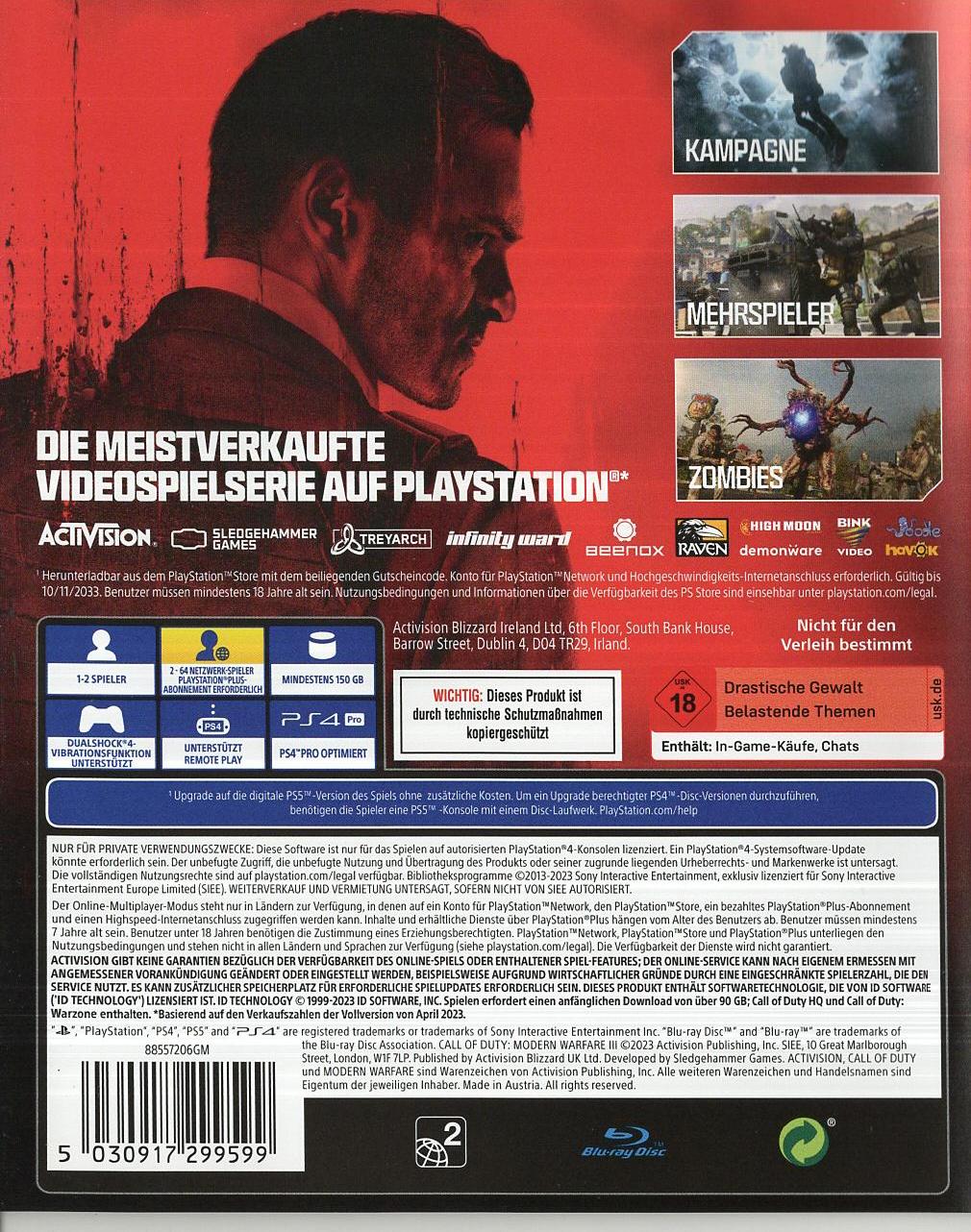 Call of Duty: Modern Warfare III - PlayStation 4 Rückseite