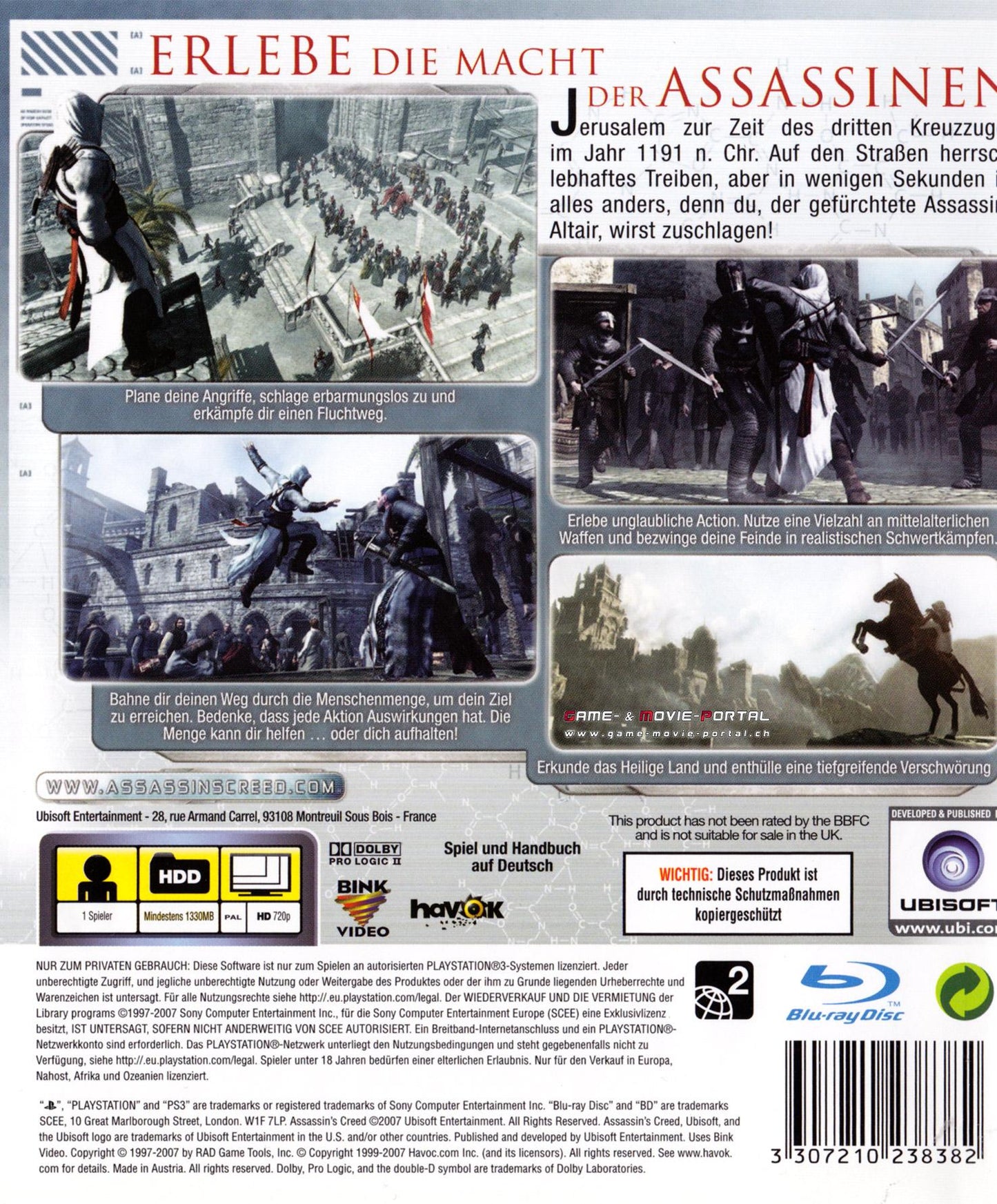 Assassin's Creed - PlayStation 3 Rückseite