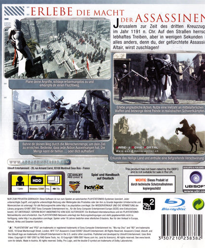 Assassin's Creed - PlayStation 3 Rückseite