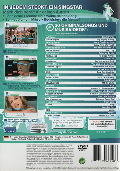 SingStar Pop Hits - PlayStation 2 Rückseite