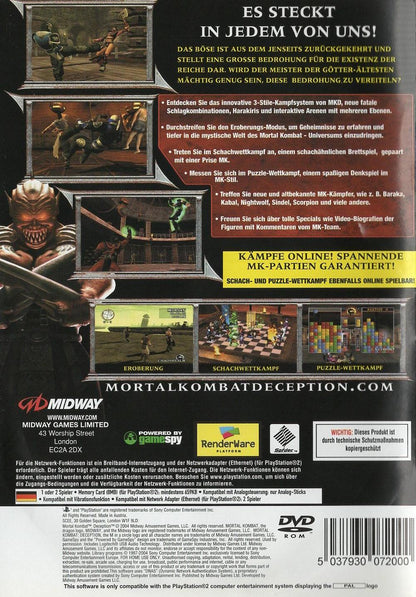 Mortal Kombat: Deception - PlayStation 2 Rückseite