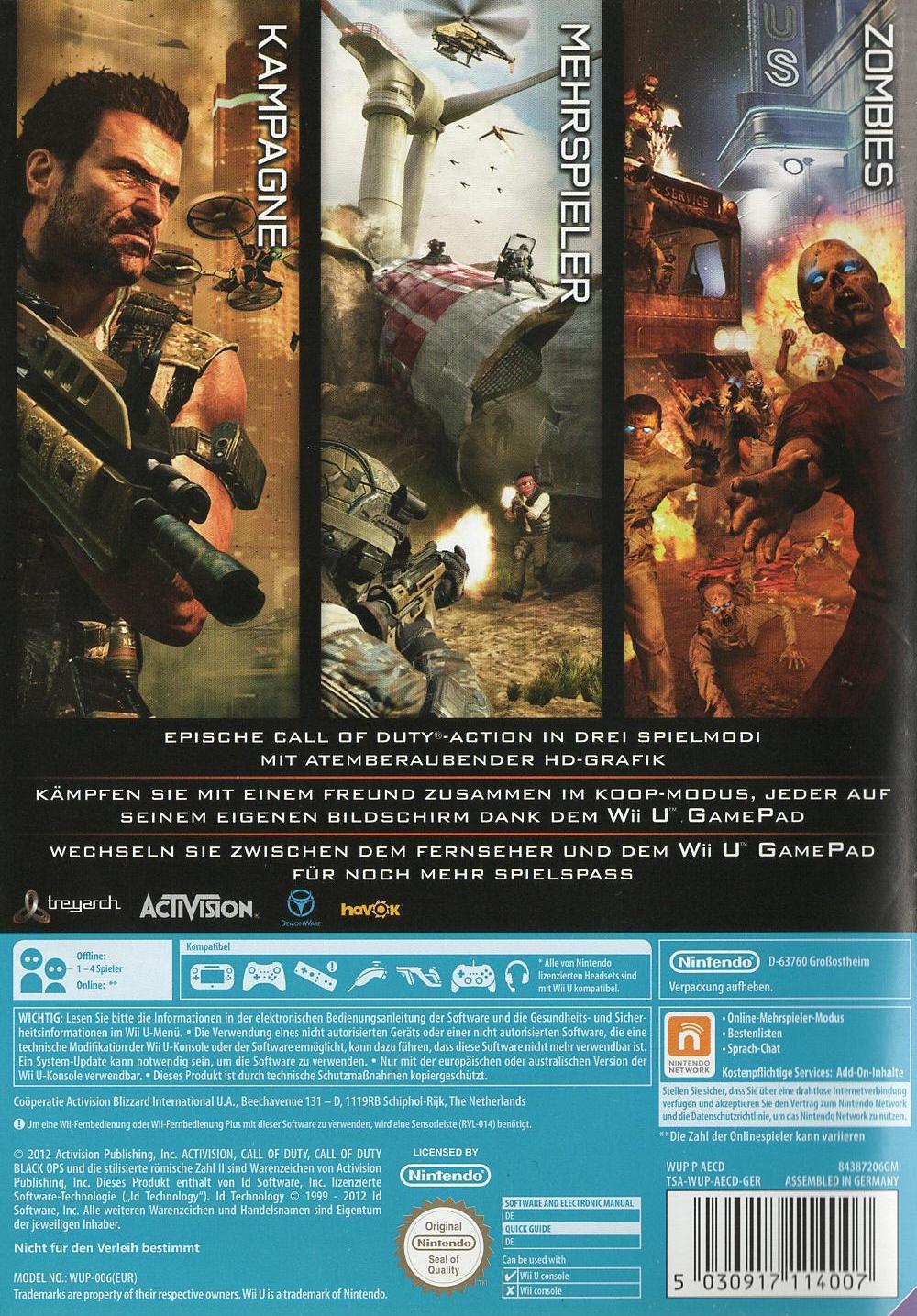 Call of Duty: Black Ops II - Nintendo Wii U Rückseite