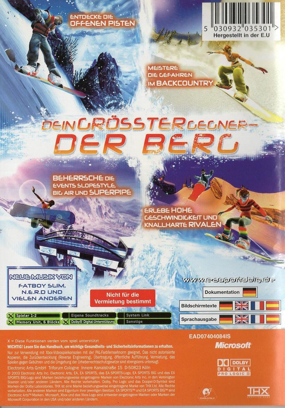SSX 3 - Xbox Rückseite