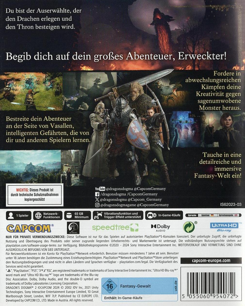 Dragon's Dogma II - PlayStation 5 Rückseite