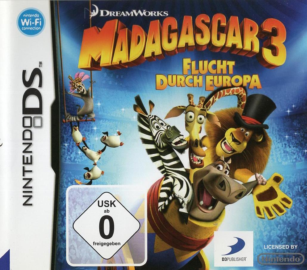 Madagascar 3: Flucht durch Europa - Nintendo DS Vorderseite