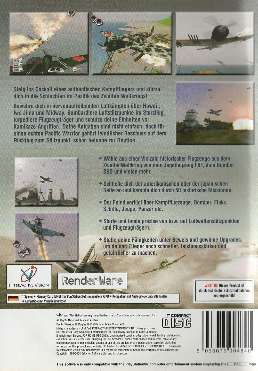 Pacific Warriors II: Dogfight - PlayStation 2 Rückseite