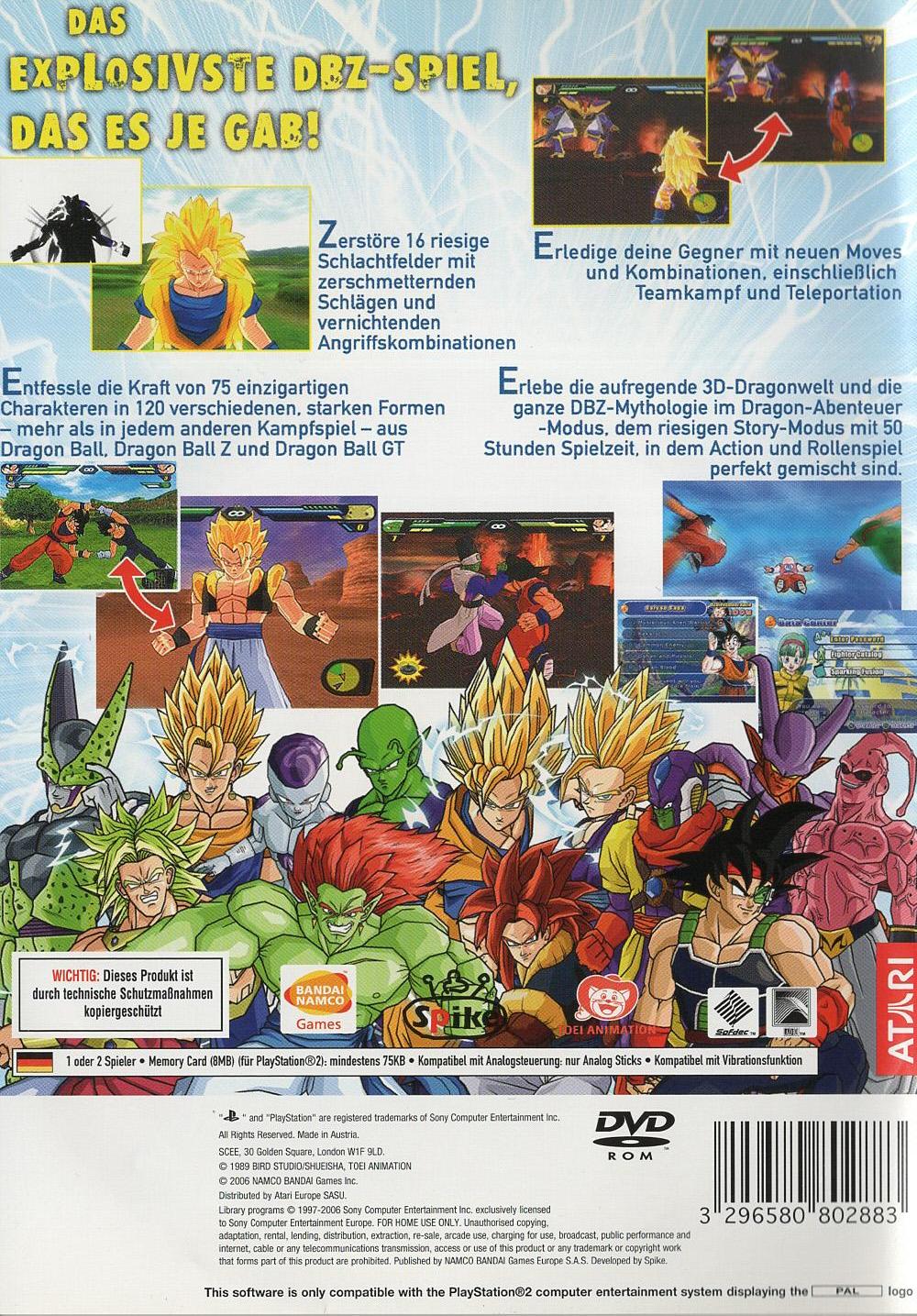 Dragon Ball Z: Budokai Tenkaichi 2 - PlayStation 2 Rückseite
