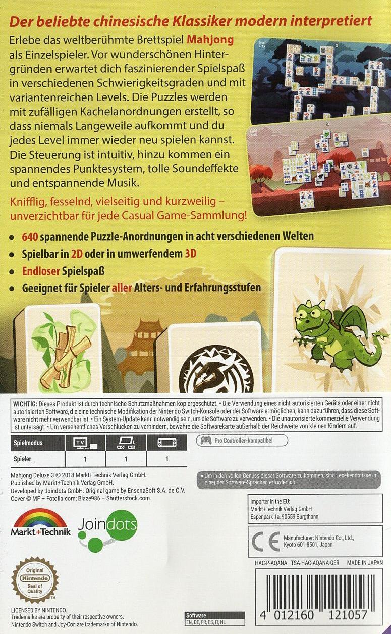 Mahjong Deluxe 3 - Nintendo Switch Rückseite