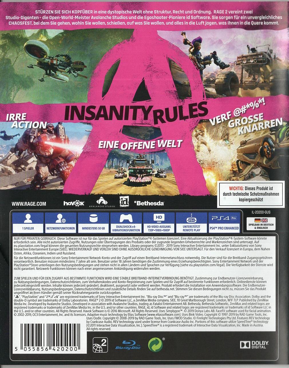 Rage 2 - PlayStation 4 Rückseite