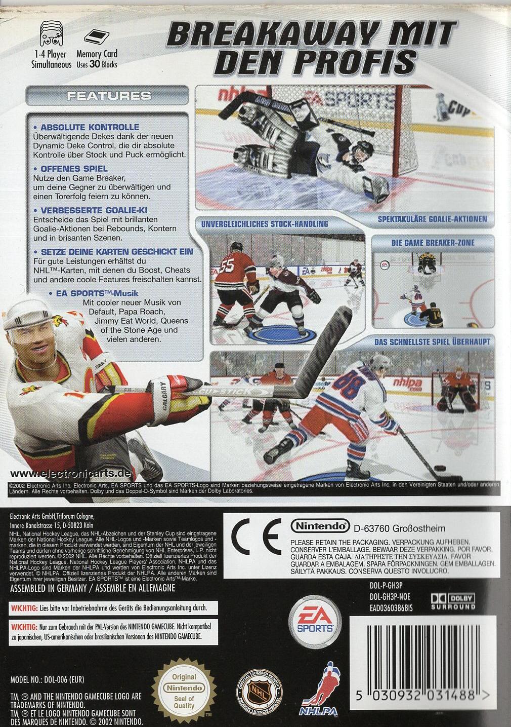 NHL 2003 - Nintendo GameCube Rückseite
