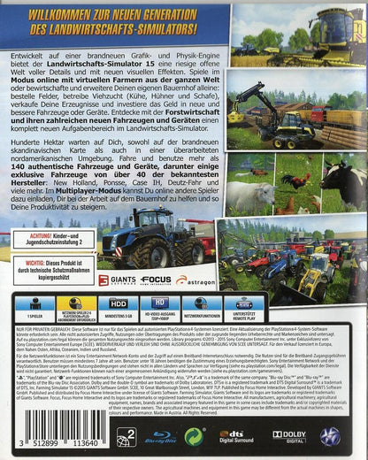 Landwirtschafts-Simulator 15 - PlayStation 4 Rückseite