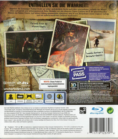 Uncharted 3: Drake's Deception - PlayStation 3 Rückseite