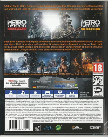 Metro Redux - PlayStation 4 Rückseite