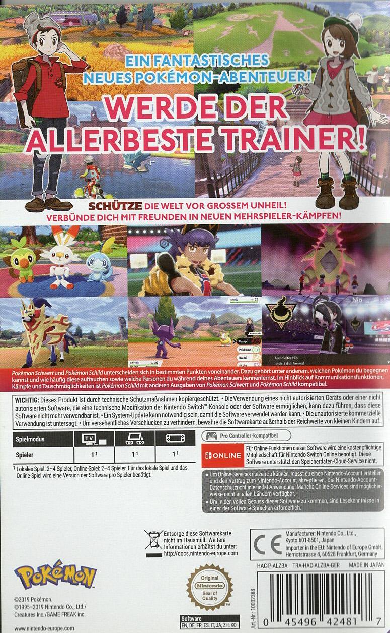 Pokémon Schild - Nintendo Switch Rückseite