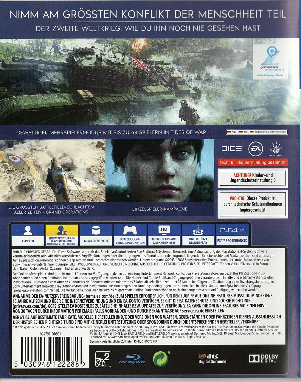 Battlefield V - PlayStation 4 Rückseite