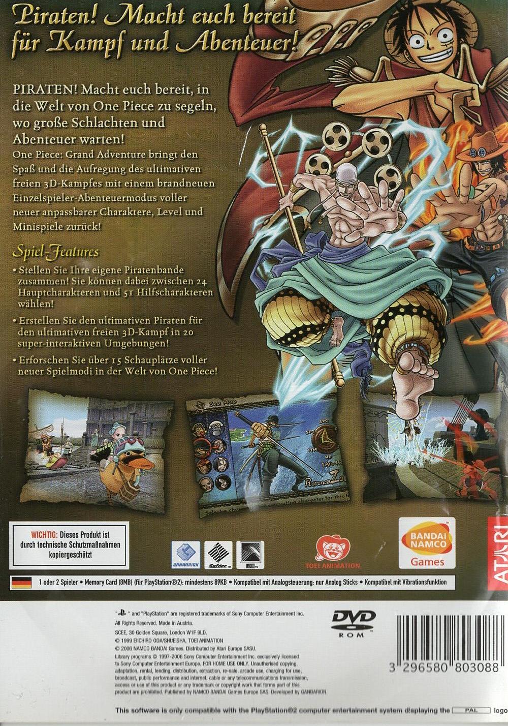 One Piece Grand Adventure - PlayStation 2 Rückseite