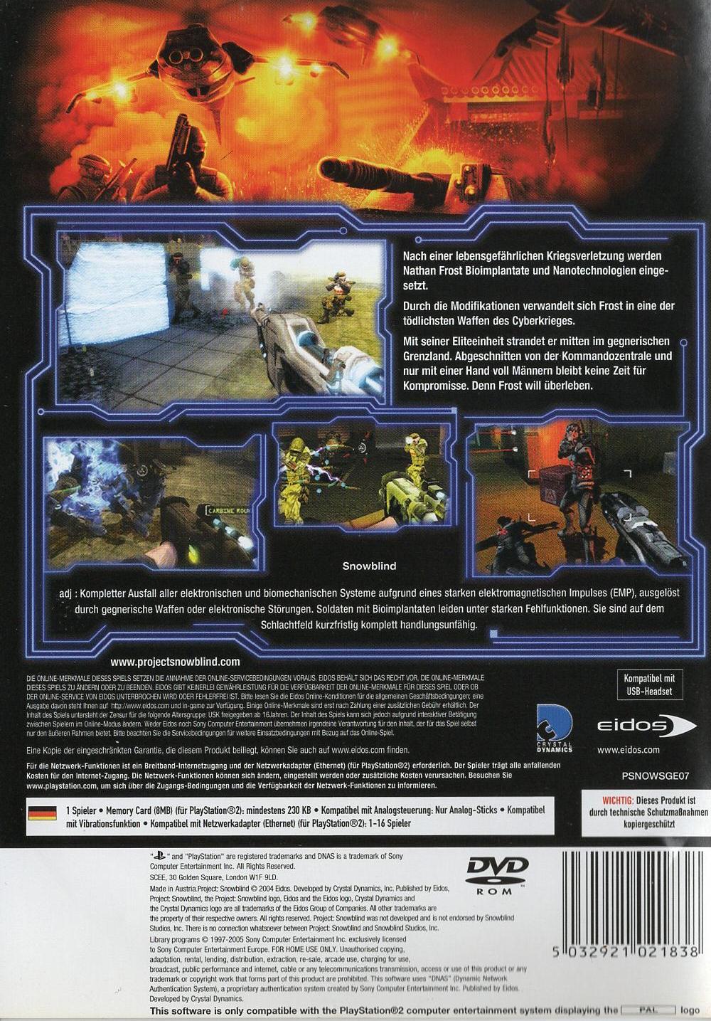 Project: Snowblind - PlayStation 2 Rückseite