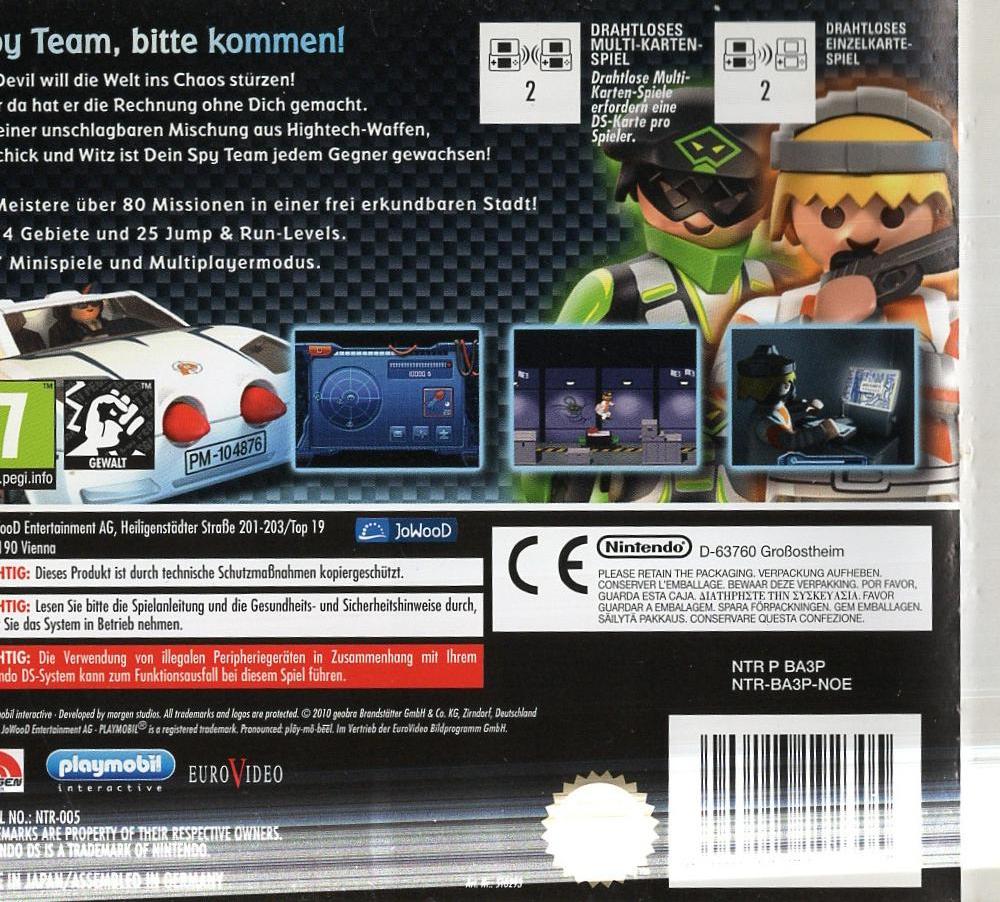Playmobil: Top Agents - Nintendo DS Rückseite