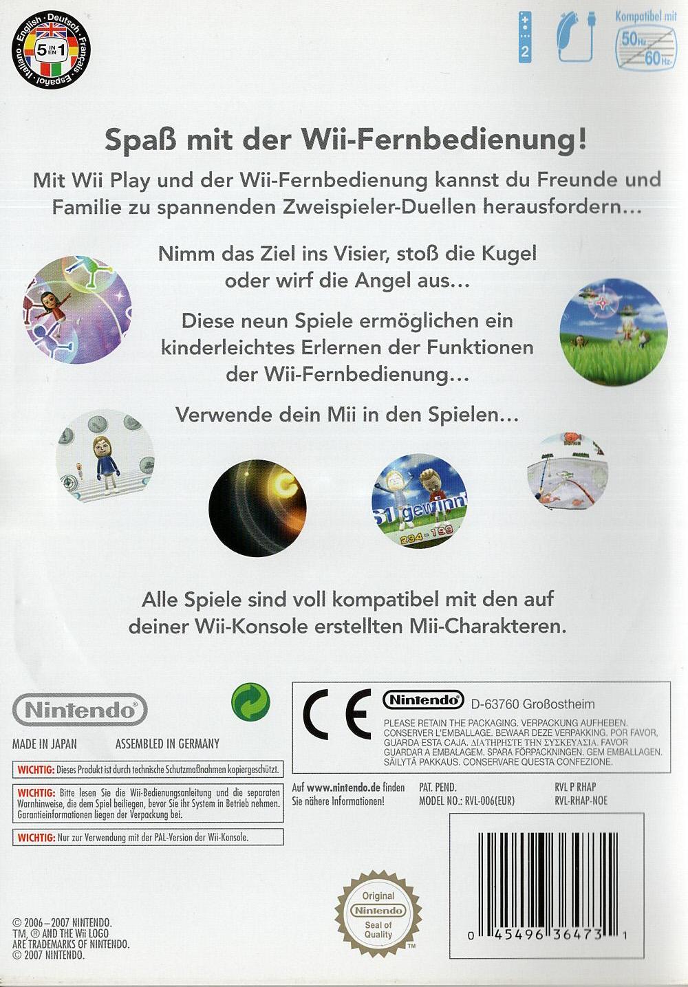 Wii Play - Nintendo Wii Rückseite