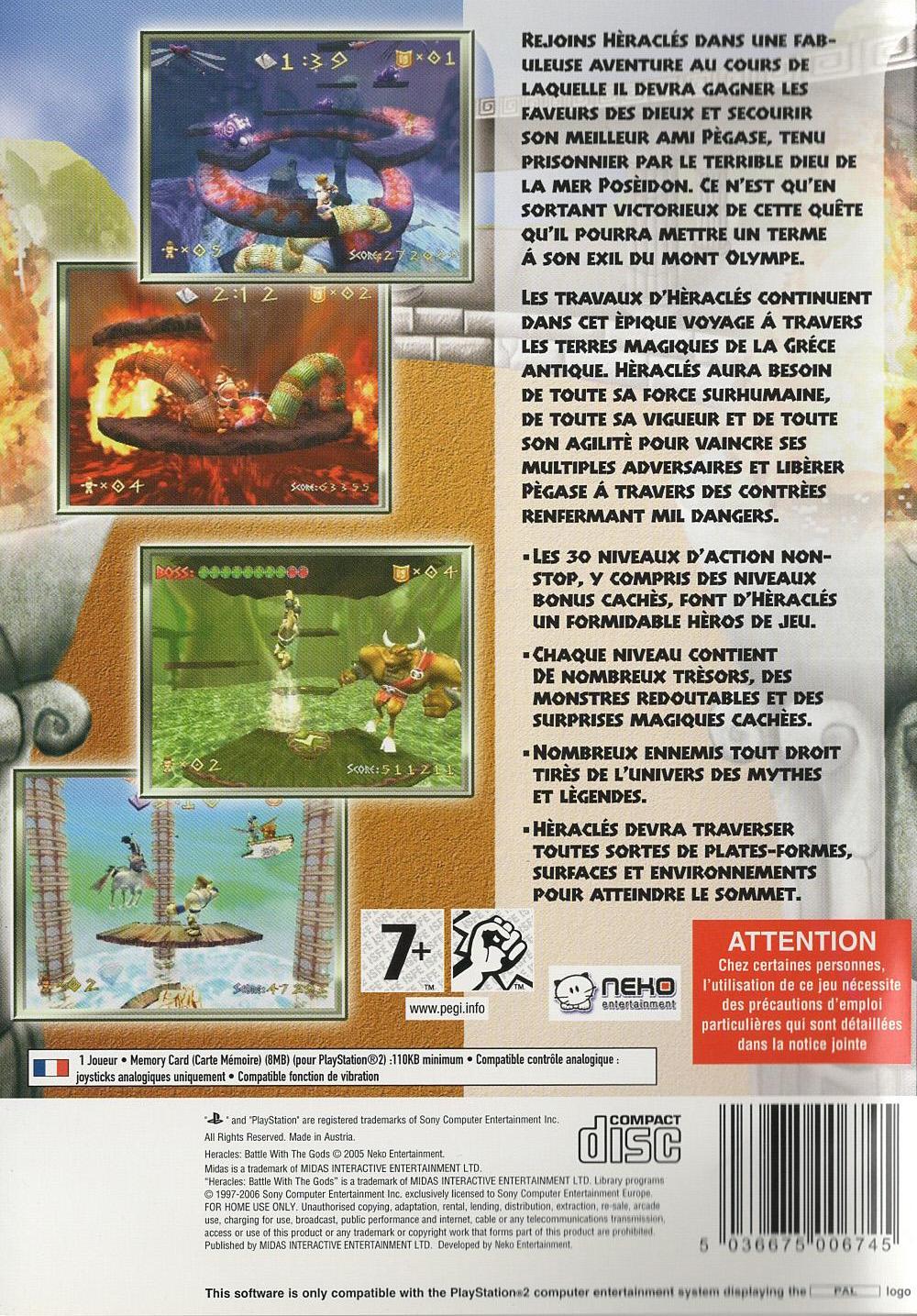 Heracles: Battle With The Gods - PlayStation 2 Rückseite