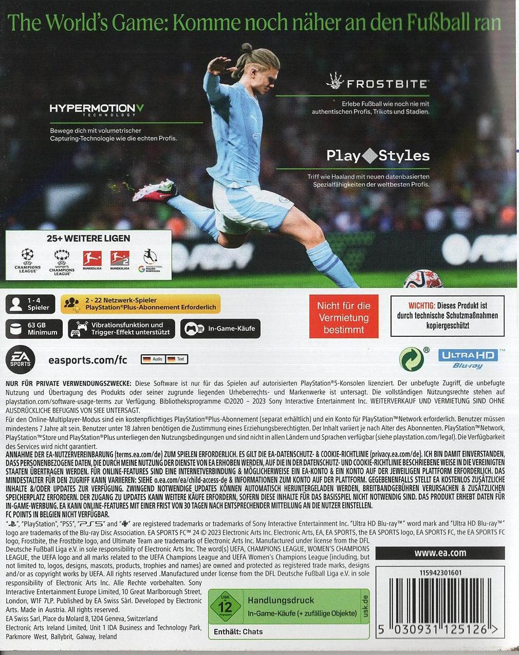 EA Sports FC 24 - PlayStation 5 Rückseite