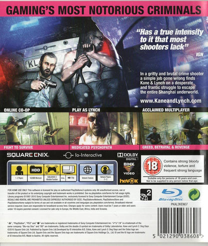 Kane & Lynch 2: Dog Days - PlayStation 3 Rückseite