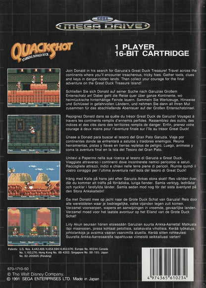 QuackShot Starring Donald Duck - Sega Mega Drive Rückseite
