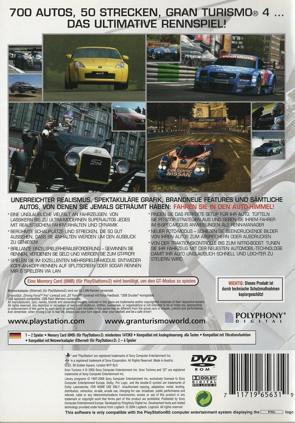 Gran Turismo 4 - PlayStation 2 Rückseite