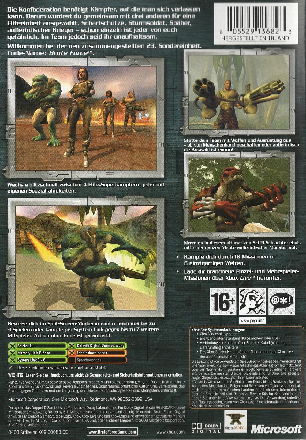 Brute Force - Xbox Rückseite