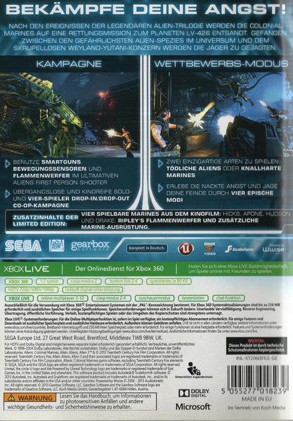 Aliens: Colonial Marines - Xbox 360 Rückseite