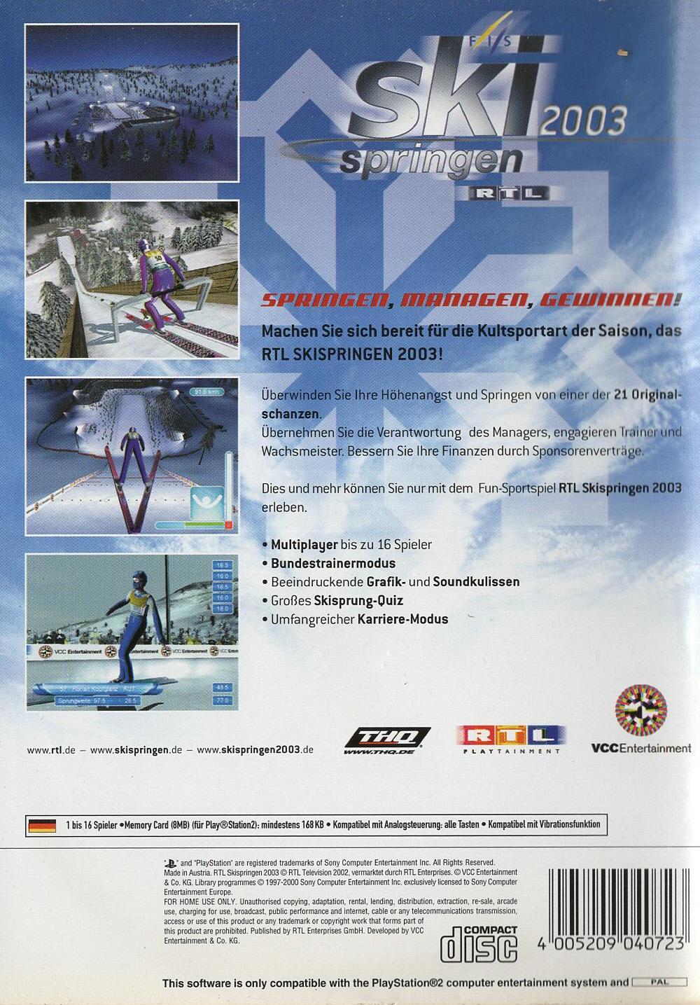 RTL Skispringen 2003 - PlayStation 2 Rückseite
