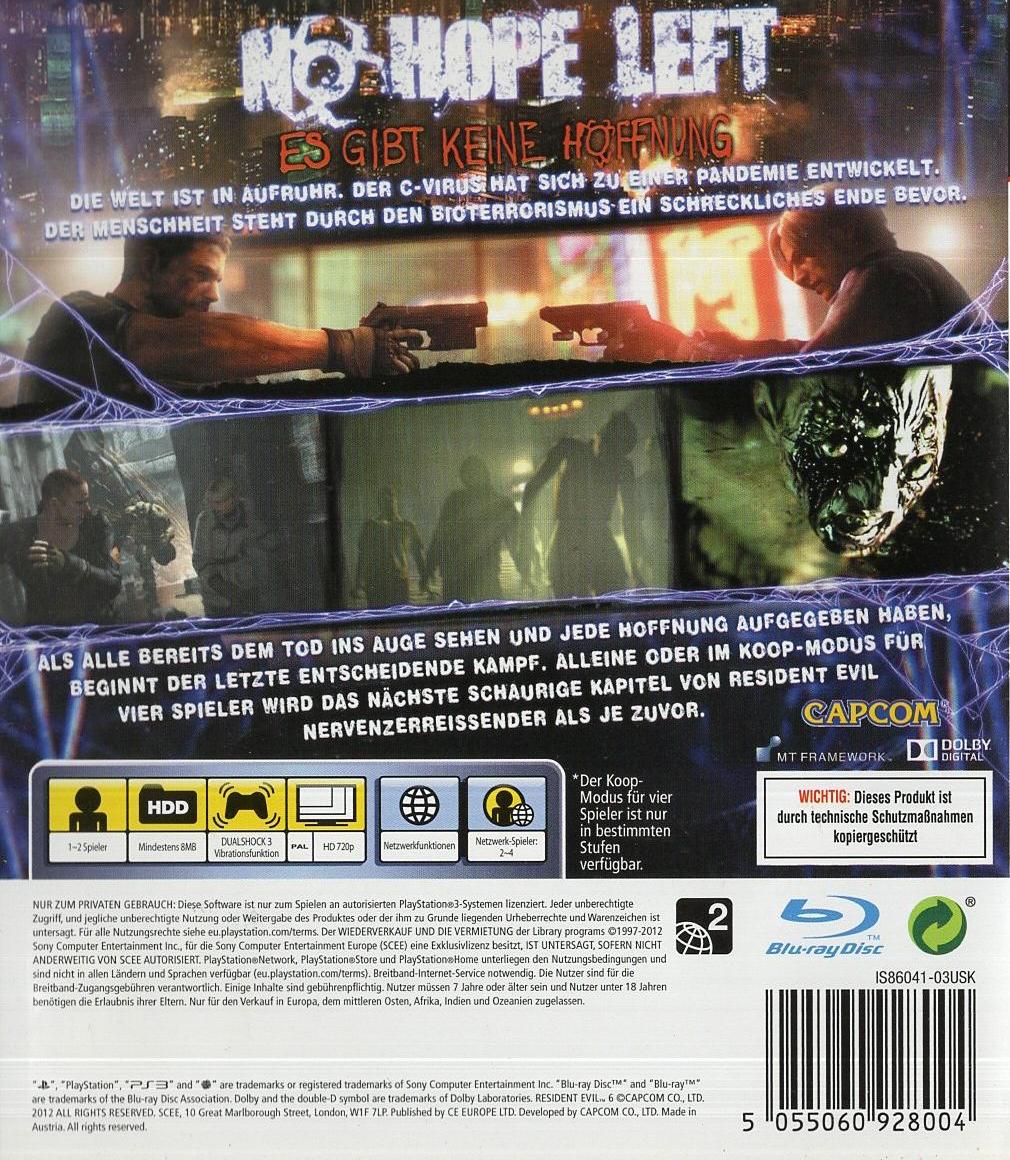Resident Evil 6 - PlayStation 3 Rückseite