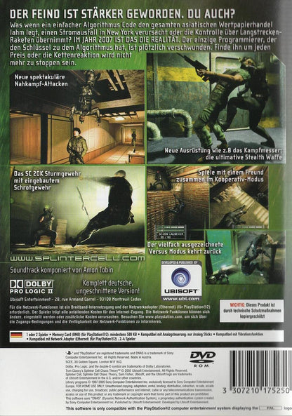 Tom Clancy's Splinter Cell: Chaos Theory - PlayStation 2 Rückseite