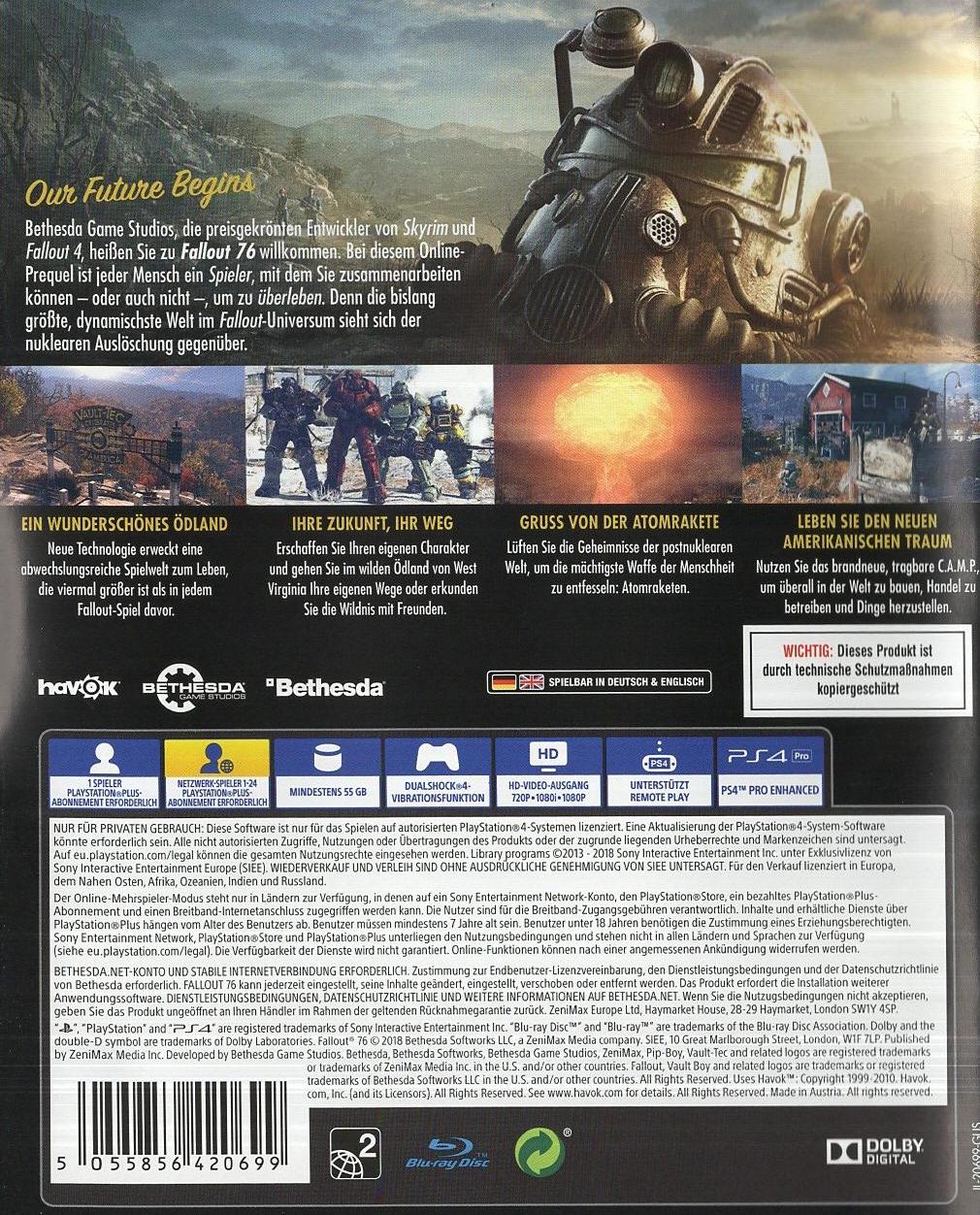 Fallout 76 - PlayStation 4 Rückseite