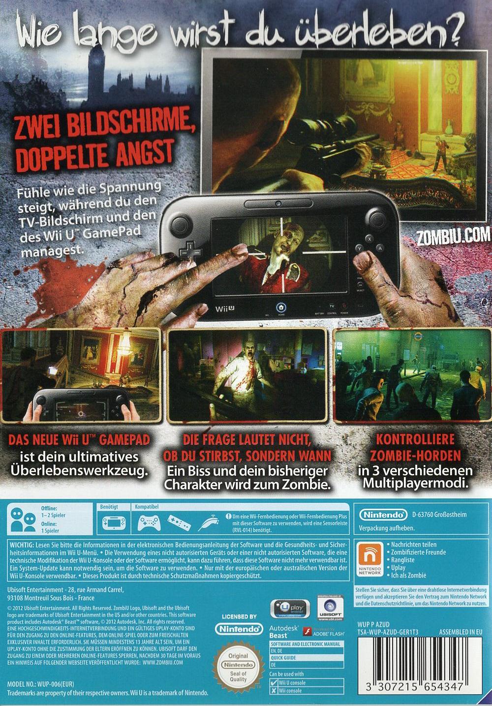 ZombiU - Nintendo Wii U Rückseite
