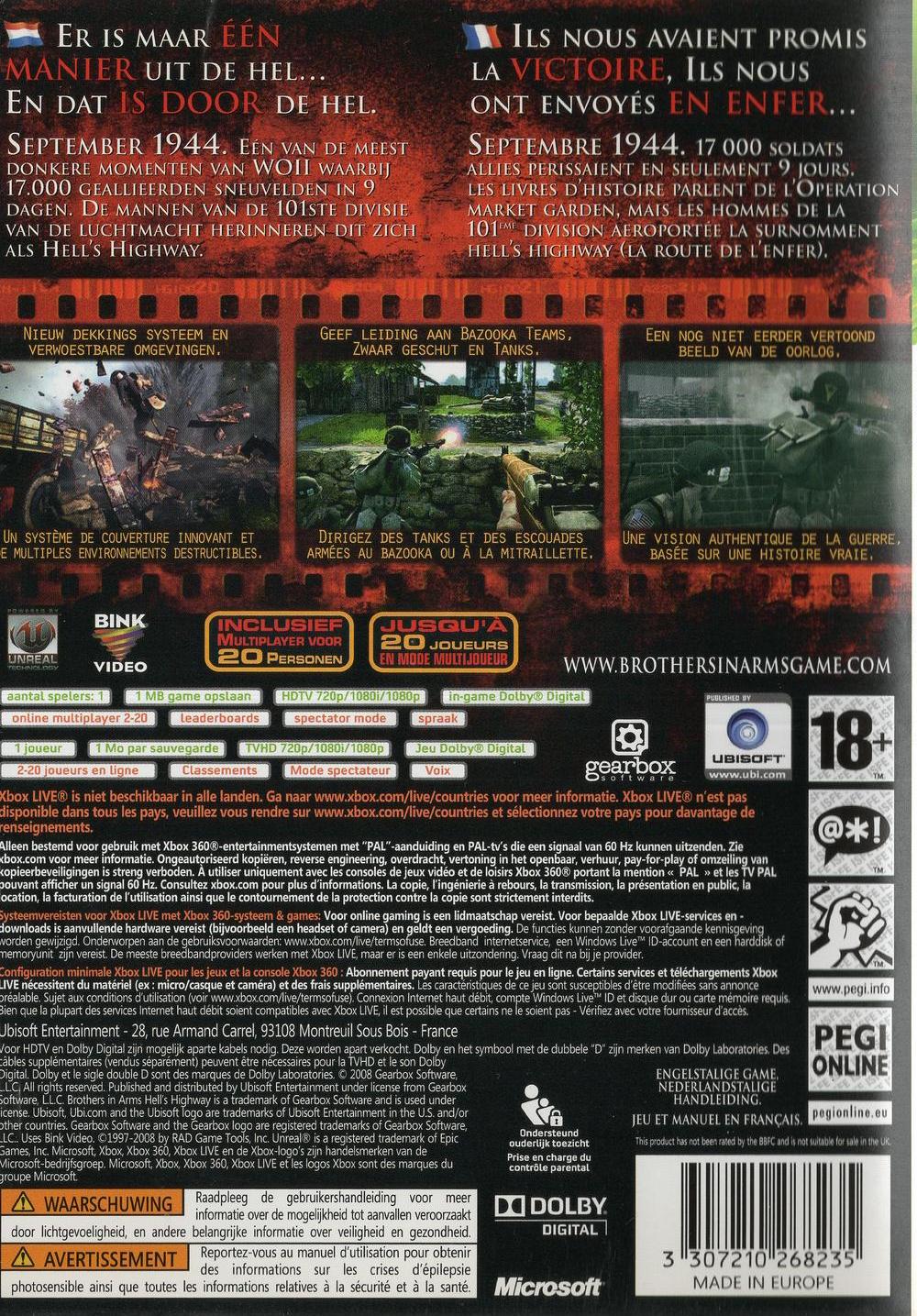 Brothers in Arms: Hell's Highway - Xbox 360 Rückseite