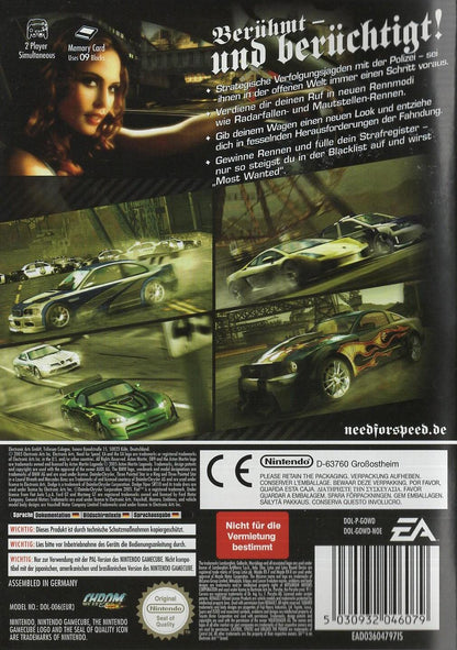 Need for Speed: Most Wanted - Nintendo GameCube Rückseite