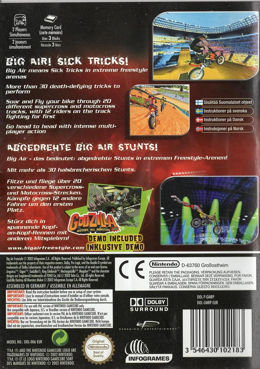 Big Air Freestyle - Nintendo GameCube Rückseite