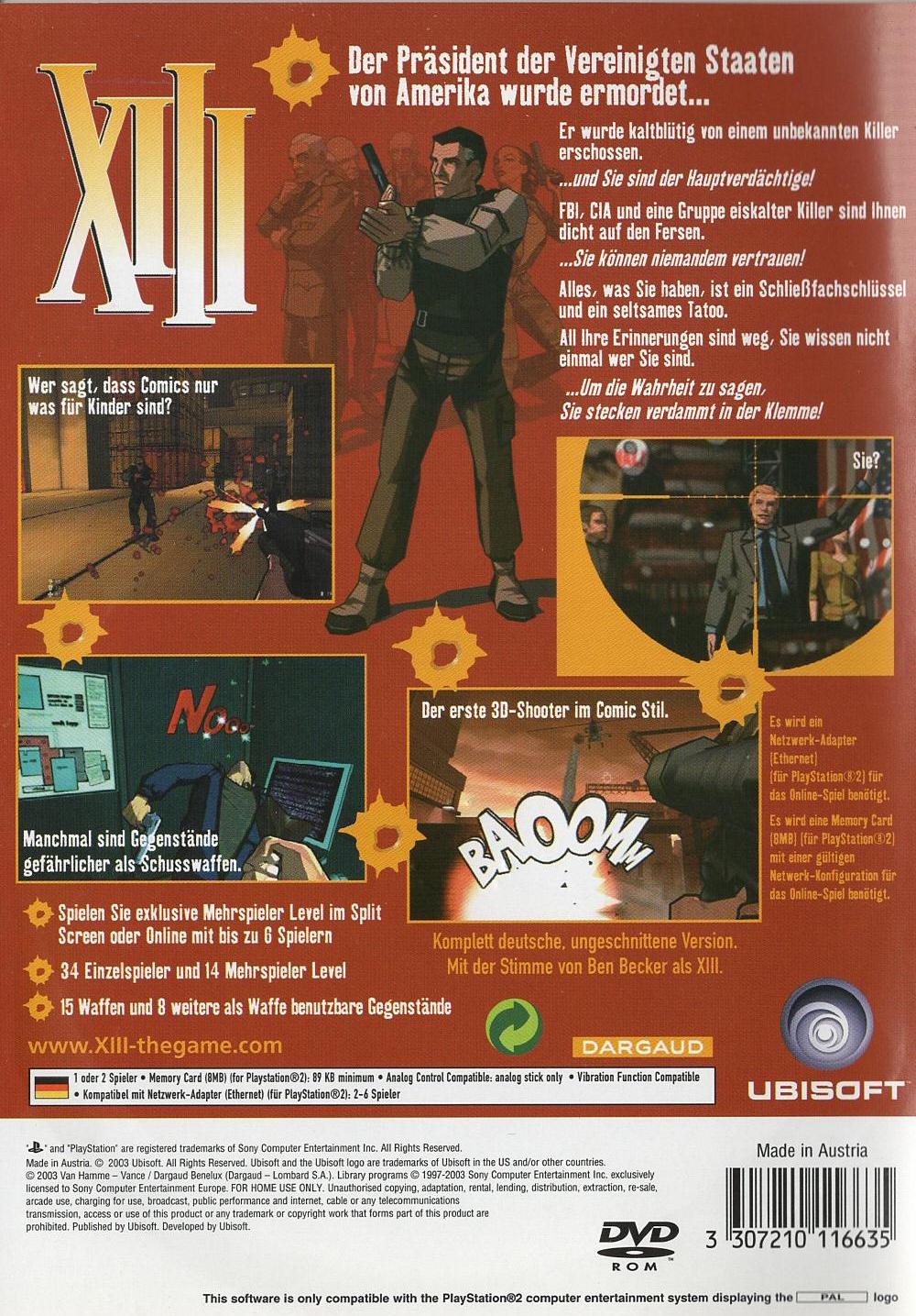 XIII - PlayStation 2 Rückseite