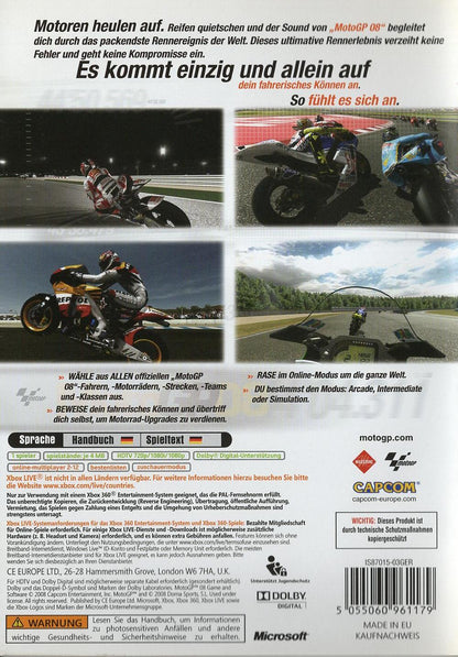 MotoGP 08 - Xbox 360 Rückseite