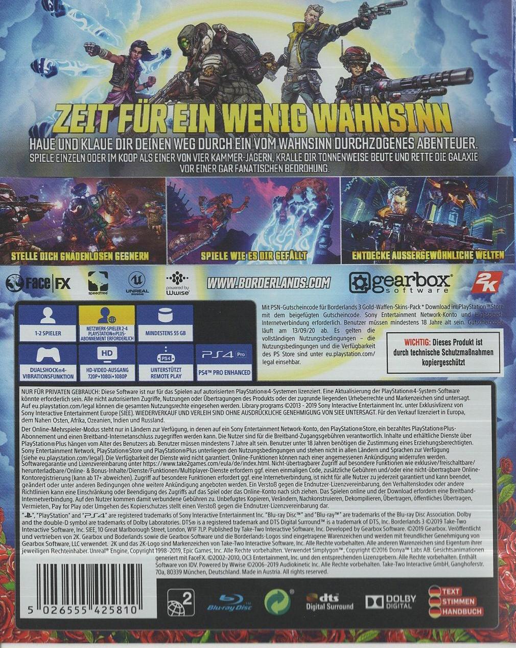 Borderlands 3 - PlayStation 4 Rückseite