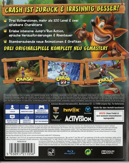 Crash Bandicoot N. Sane Trilogy - PlayStation 4 Rückseite