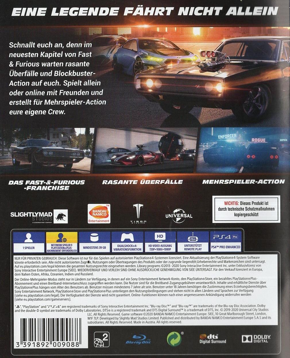 Fast & Furious Crossroads - PlayStation 4 Rückseite